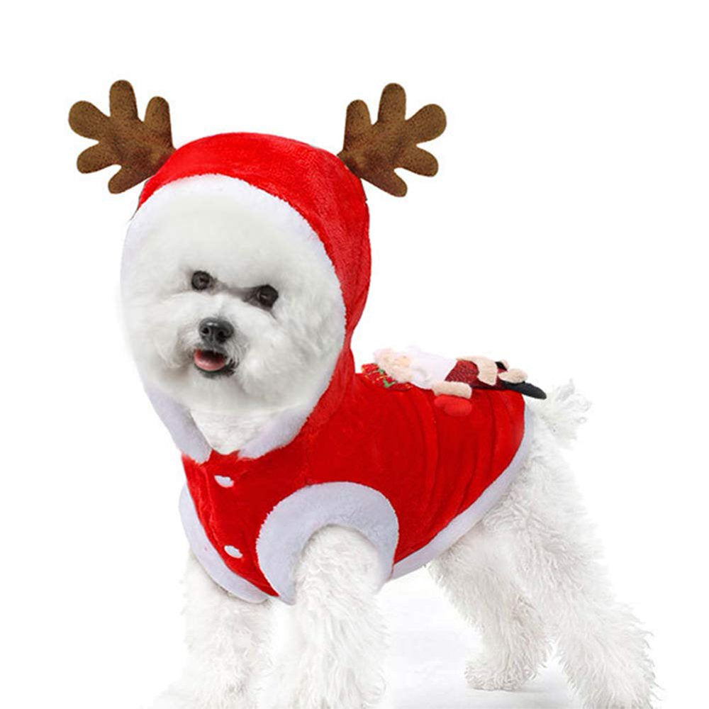 Reactionnx Santa Dog Costume Christmas Pet Clothes Winter Hoodie Coat Clothes Pet Clothing for Small Dogs & Cats Winter Coat Warm Clothes Christmas Holiday Apparel Outfit Animals & Pet Supplies > Pet Supplies > Cat Supplies > Cat Apparel Reactionnx   