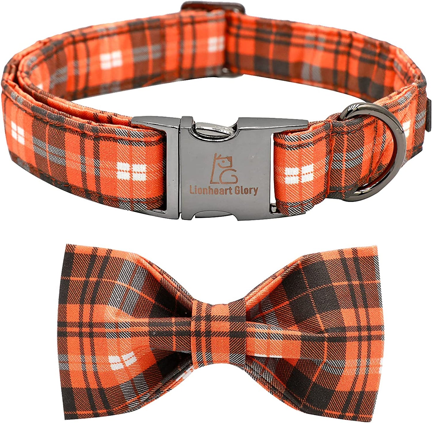 Lionheart Glory Floral Rose Print Dog Collar Adjustable Soft Dog Collar with Bowtie, Girl Pet Collars for X-Small Small Medium Large Dogs Animals & Pet Supplies > Pet Supplies > Dog Supplies > Dog Apparel Lionheart glory A:Orange Grid X-Small (Pack of 1） 