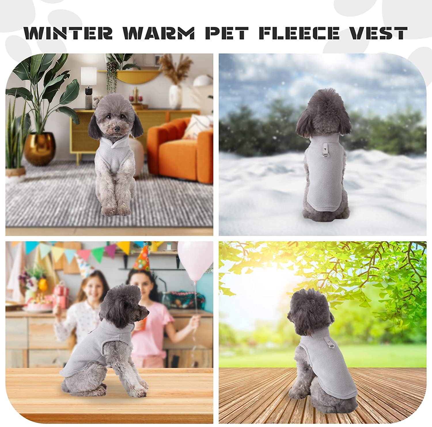 PETCARE Small Dog Sweater Cat Fleece Vest Soft Dog Jacket with Leash O-Ring Winter Warm Pet Pullover Coat Puppy Clothes for Small Dogs Cats Chihuahua Apparel Shih Tzu Costume, Grey Animals & Pet Supplies > Pet Supplies > Dog Supplies > Dog Apparel PETCARE   