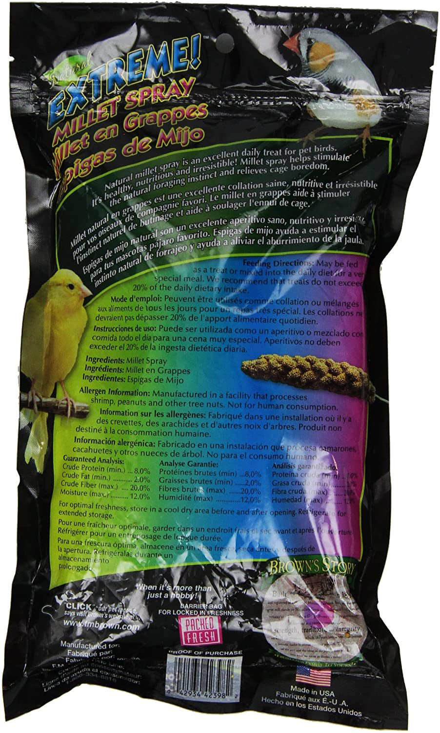 Brown'S Extreme Natural Millet Spray Bird Treats, 12 Count Animals & Pet Supplies > Pet Supplies > Bird Supplies > Bird Treats F.M. Brown's Sons, Inc.   