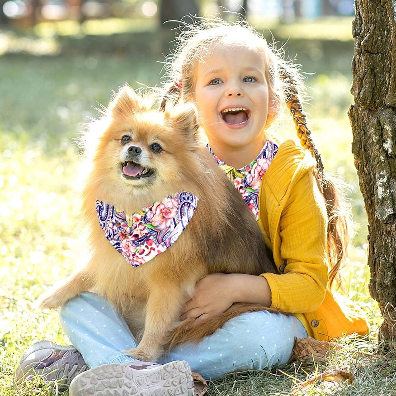 Dog Bandanas,Cat Triangle Bibs,Two Sizes,Paisley Colored Flower,Pet Scarf for Small Medium Large Pets Animals & Pet Supplies > Pet Supplies > Dog Supplies > Dog Apparel tzhcjsjgs   