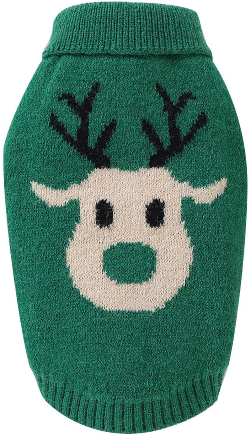 Dog Sweaters Pet Christmas Knitted Sweater Cartoon Reindeer Knitwear Pet Winter Warm Clothes for Dogs Puppy Kitten Cats Red L Animals & Pet Supplies > Pet Supplies > Dog Supplies > Dog Apparel Wallfire green Medium 