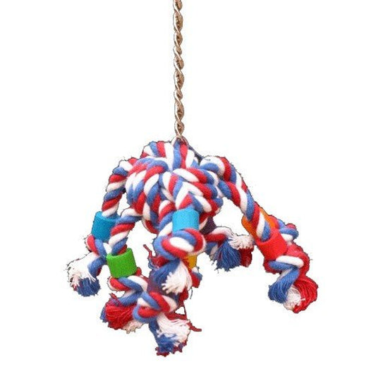 Bird Toy W Cotton Rope & Colored Beads for Small Birds