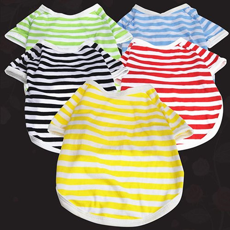 Cheers.Us Dog Shirts Pet Clothes Striped Clothing Dog Cat Strip Style Casual Apparel Clothes Vest T Shirt, Doggy Breathable Shirts for Small Medium Large Dogs Kitten Boy and Girl Animals & Pet Supplies > Pet Supplies > Cat Supplies > Cat Apparel Cheers.US   