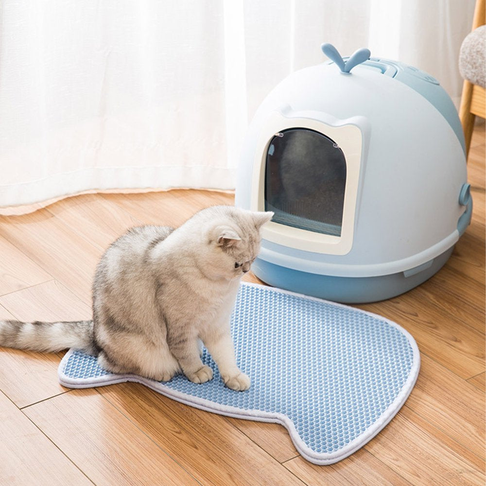 Ibaste Cat Litter Trapping Mat, Waterproof Litter Trapper Pad, Honeycomb Double-Layer Litter Pad, Foldable Cat Mat for Litter Box