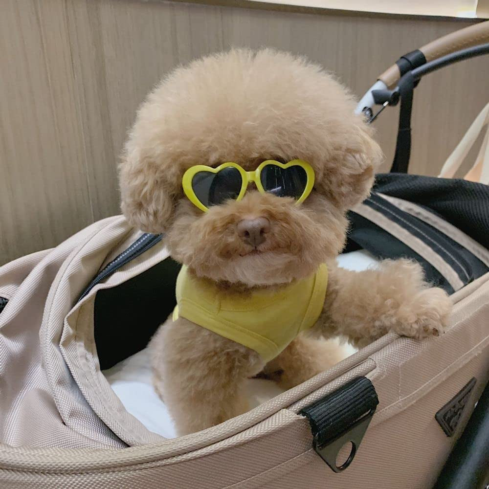 Pet Sunglasses Cute Pet Dog Sunglasses Cat Glasses Heart Sun Flower Glasses for Maltese Hiromi Poodle Small Dogs Cat Accessories(Pink) Animals & Pet Supplies > Pet Supplies > Dog Supplies > Dog Apparel Houchu   