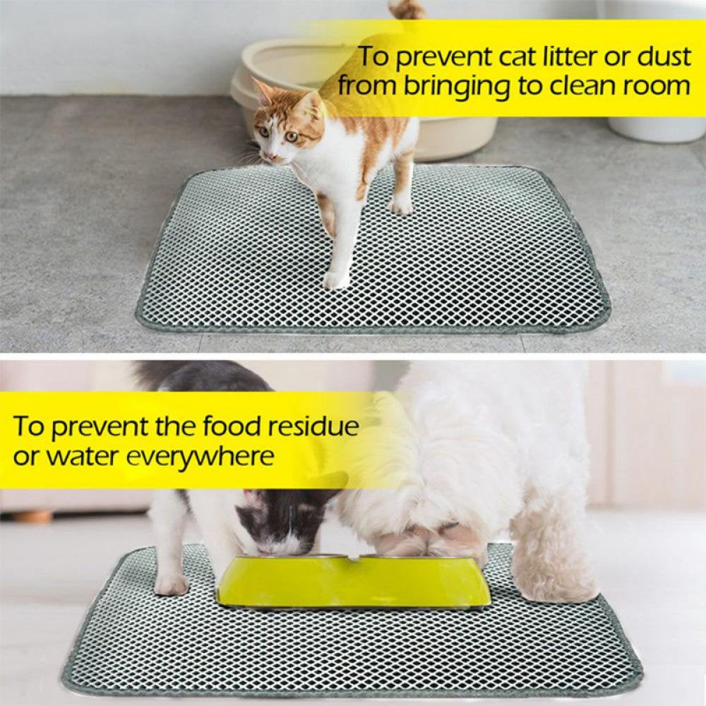 Cat Litter Mat Litter Trapping Mat, Honeycomb Double Layer Design Waterproof Urine Proof Trapper Mat for Litter Boxes, Large Size Easy Clean Scatter Control