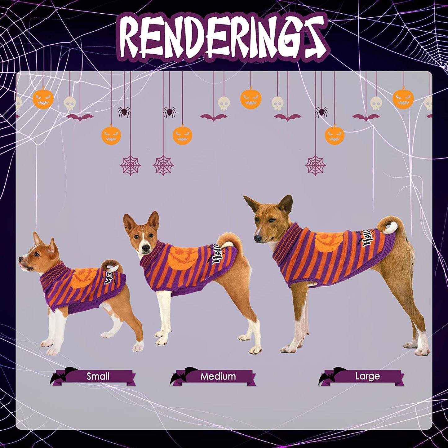 Rypet Halloween Pet Sweaters Dog Pullover Knitwear Dog Turtleneck Apparel for Small Medium Large Dog Animals & Pet Supplies > Pet Supplies > Dog Supplies > Dog Apparel Rypet   