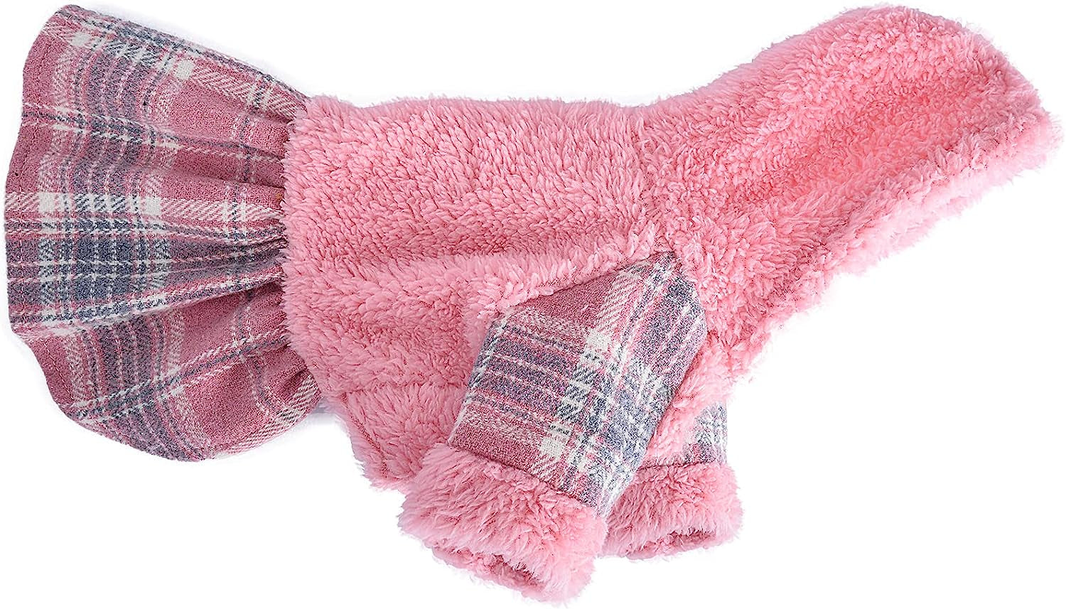 Winter Dog Dress, Fleece Dog Sweater for Small Dogs, Cute Warm Pink Plaid Puppy Dresses Clothes for Chihuahua Yorkie, Soft Pet Doggie Clothing Flanne Lining Cat Apparel (Pink, X-Small) Animals & Pet Supplies > Pet Supplies > Dog Supplies > Dog Apparel Sebaoyu   