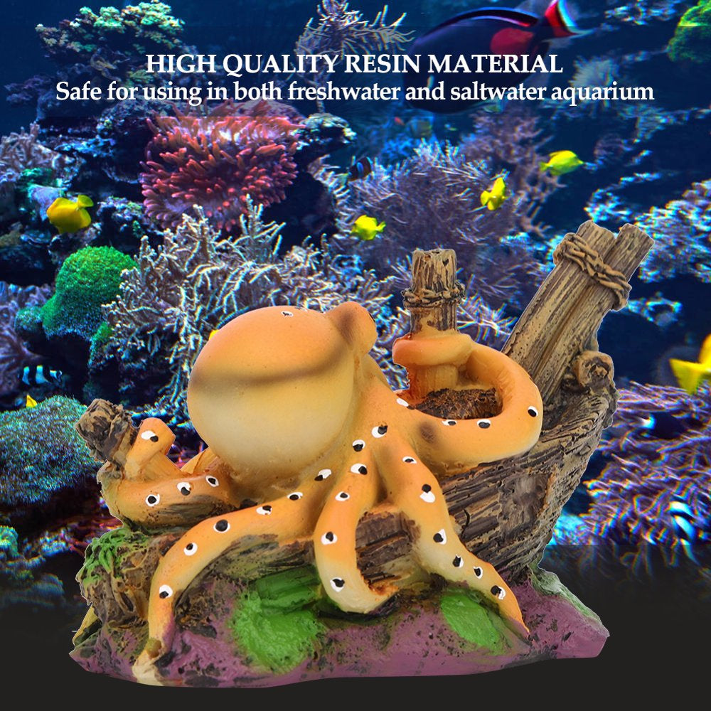 Garosa Aquarium Resin Octopus Decoration Underwater Simulation Landscape Fish Tank Decor Scenery Aquarium Decor Resin Animal Landscape Ornament