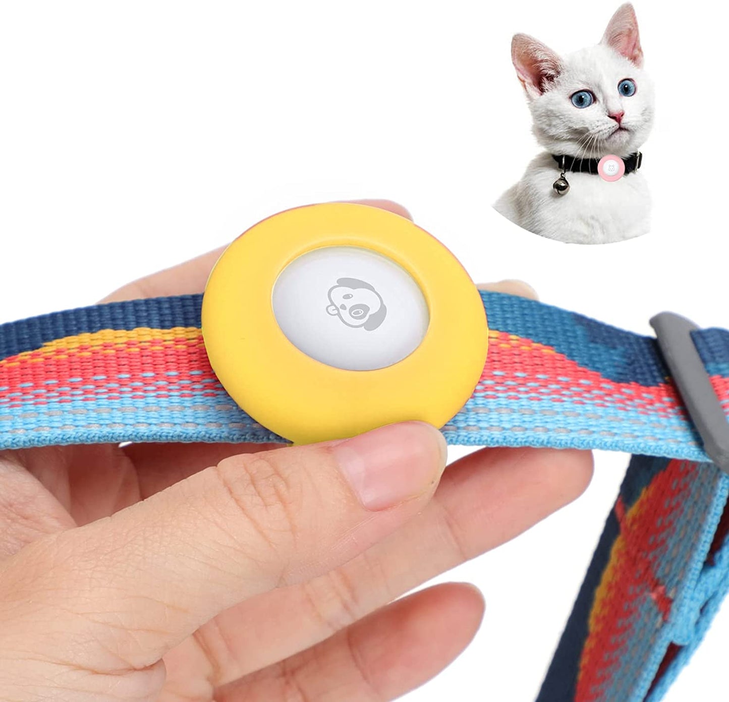 Airtag Dog Collar Holder Silicone Pet Collar Case for Apple Airtags, Anti-Lost Air Tag Holder Compatible with Small Wide Cat Dog Collars (Large:For Dog Collar 0.8-1.1 Inch, Black) Electronics > GPS Accessories > GPS Cases PANZZDA Yellow Small:for cat collar 0.4-0.6 inch 