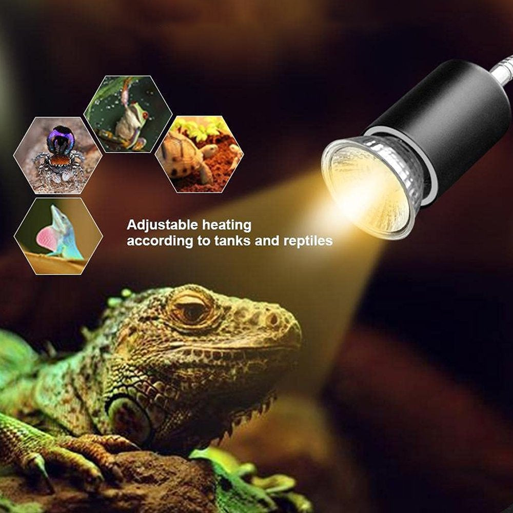 Reptile Heat Lamp Tortoise Basking Spot Lamp Turtle 360°Rotatable Light Clamp Flexible Ceramic Clip Desk Light Holder Socket with Dimmable Switch for Aquarium Pet Lizard Animals & Pet Supplies > Pet Supplies > Fish Supplies > Aquarium Lighting SurVank   