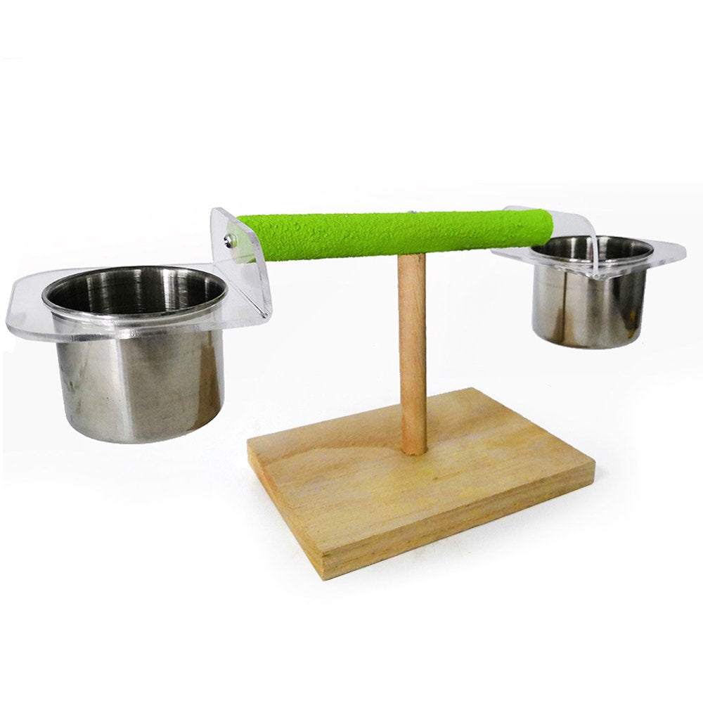 Pet Enjoy Bird Play Stands with Feeder Cups Dishes,Tabletop T Parrot Perch Shelf,Wood Playstand Portable Training Playground,Bird Cage Accessories Animals & Pet Supplies > Pet Supplies > Bird Supplies > Bird Cage Accessories Pet Enjoy   