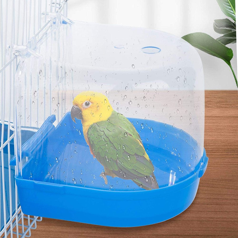 Bird Bath Box ,Bird Cage Accessory Supplies Bathing Parakeet Caged ,Bird Bathing Tub with Water Injector ,For Pet Small Birds Canary Budgies Parrot Parakeet Finch (Blue) Animals & Pet Supplies > Pet Supplies > Bird Supplies > Bird Cage Accessories JosLiki   