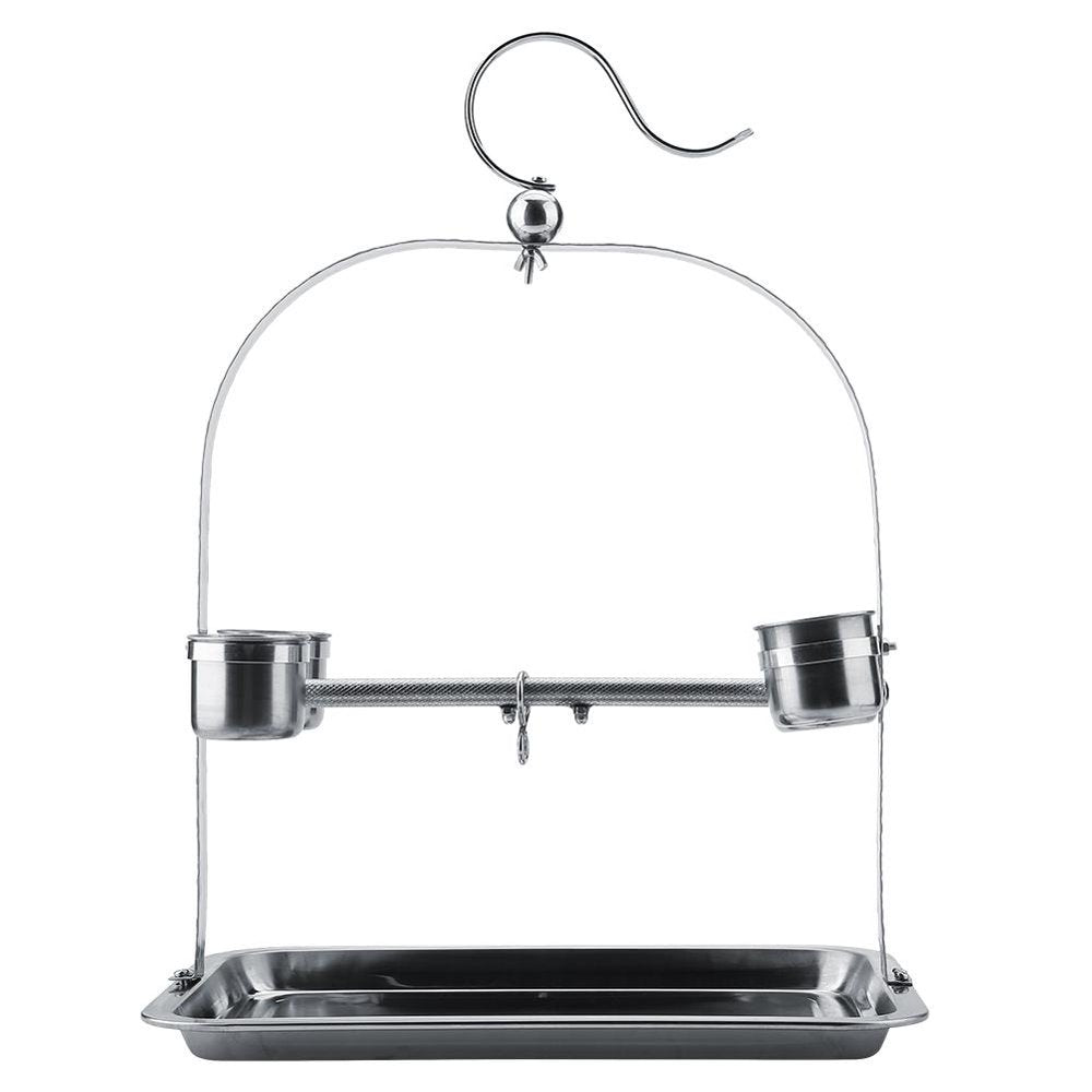 Tebru Parrots Cage Bite Stand, Pet Bird Stand,Bird Parrot Stainless Steel Stand Rack Toys Pet Bird Chewing Hanging Shelf Animals & Pet Supplies > Pet Supplies > Bird Supplies > Bird Cages & Stands Tebru   