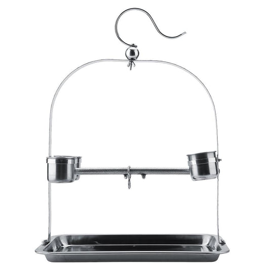 Tebru Parrots Cage Bite Stand, Pet Bird Stand,Bird Parrot Stainless Steel Stand Rack Toys Pet Bird Chewing Hanging Shelf Animals & Pet Supplies > Pet Supplies > Bird Supplies > Bird Cages & Stands Tebru   