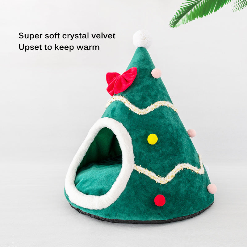 Pet Cat House Dog Bed Puppy Cave Warm Sleeping Bed Christmas Tree Shape Winter Warm Bed for Cats Dog Animals & Pet Supplies > Pet Supplies > Cat Supplies > Cat Beds Ourleeme   