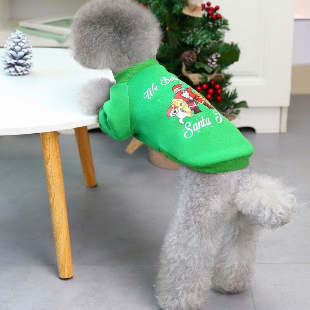 Clearance! We Believe Santa Paws Print Dog Apparel Festival Dog Jumpsuit Shirt Pet Pajamas Bodysuit for Small Medium Dog Xmas Dog Dressing