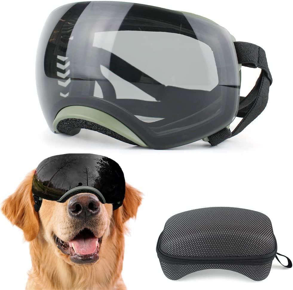 Shingoql Dog Goggles for Medium-Large Breed UV Protection Dog Sunglasses Windproof Snowproof Detachable Lens Dog Eye Protection for Outdoor Sports(Black+Clear Black Lens) Animals & Pet Supplies > Pet Supplies > Dog Supplies > Dog Apparel Shingoql Green+Clear Black Lens  