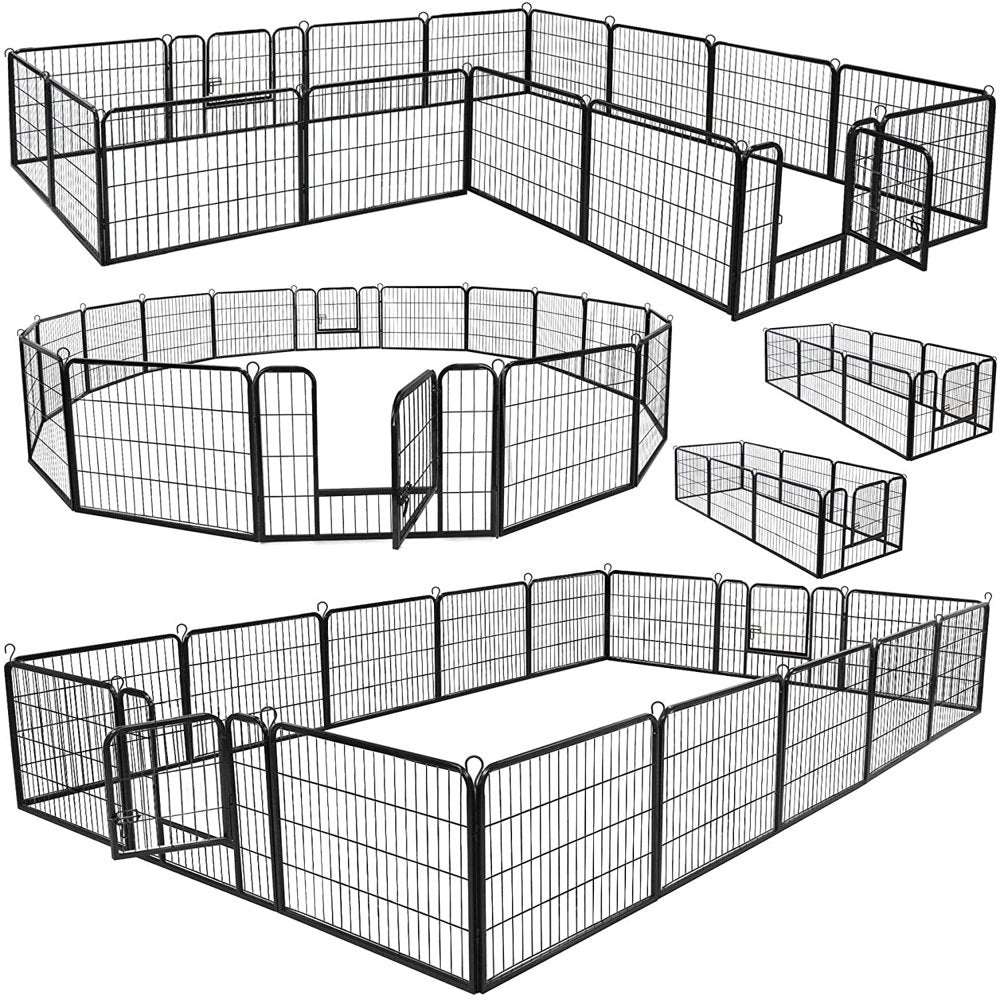 Howcool 31'' W X 24'' H Foldable Metal Exercise Pen & Pet Playpen Puppy Cat Exercise Fence Barrier Playpen Kennel - 16 Panels Animals & Pet Supplies > Pet Supplies > Dog Supplies > Dog Kennels & Runs Howcool   