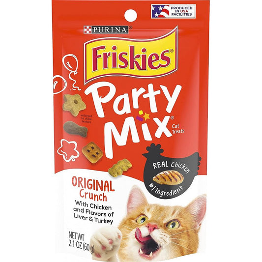 Friskies Party Mix Original Crunchy Cat Treats 2.1 Oz Pack of 2