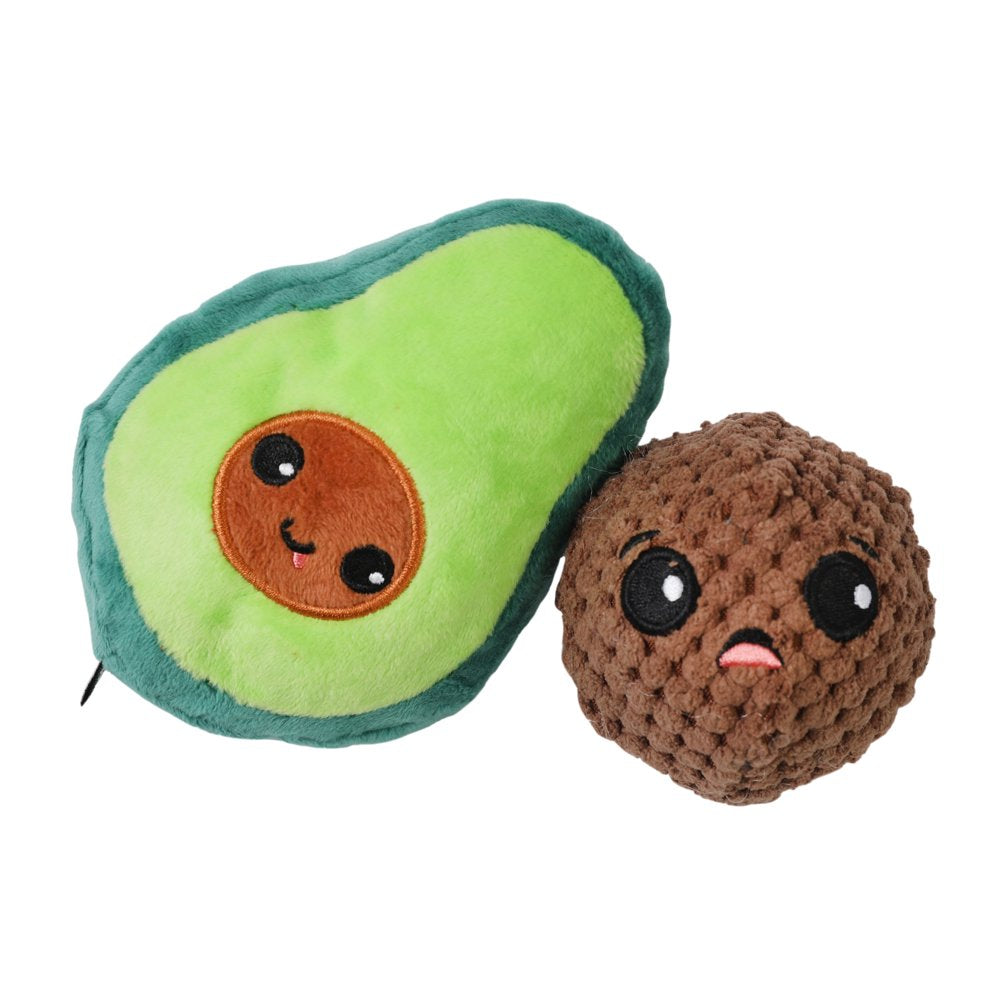 Pet Zone Avocado and Pit 3 in 1 Plush Squeaky Dog Toys for Small Dogs