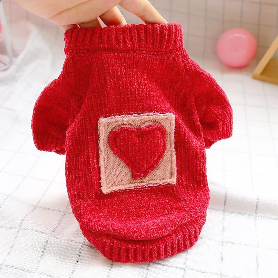 Dog Sweater for Small & Medium Dog,Warm Soft Flannel Heart Shape Dog Christmas Sweater for Puppy,Dog Cat Cold Weather Coats Vest,Xmas Apparel Clothes for Pets Animals & Pet Supplies > Pet Supplies > Dog Supplies > Dog Apparel Naroume   