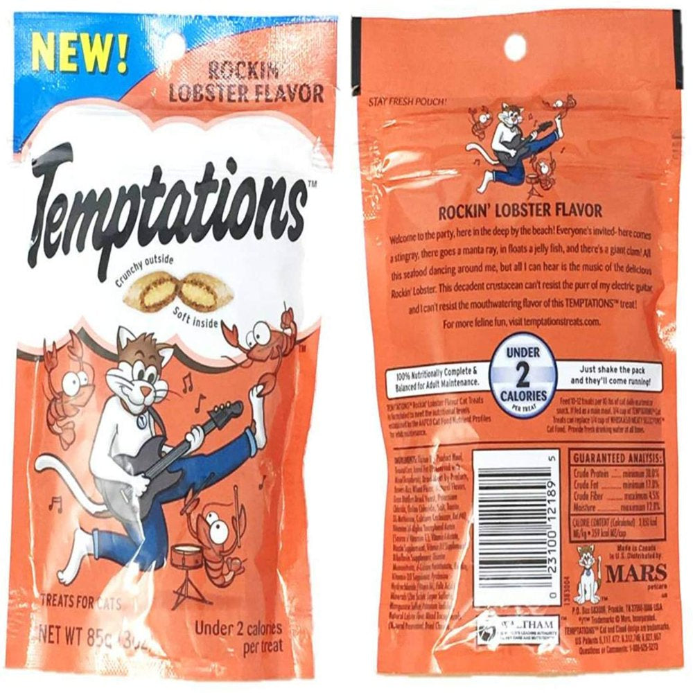 Temptations Cat Treats Variety Pack Bundle of 4 Flavor Pouches (Rockin? Lobster, Shrimpy Shrimp, Tempting Tuna, Tantalizing Turkey; 3 Oz Each) Animals & Pet Supplies > Pet Supplies > Cat Supplies > Cat Treats Temptations   