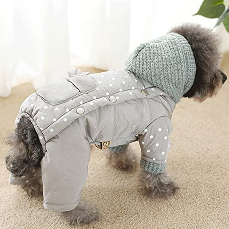 BADALO Winter Pet Clothes Cute Dots Pets Clothing Warm Dog Jumpsuit Coat Jacket Warm Hoodie/Gray Animals & Pet Supplies > Pet Supplies > Dog Supplies > Dog Apparel BADALO   