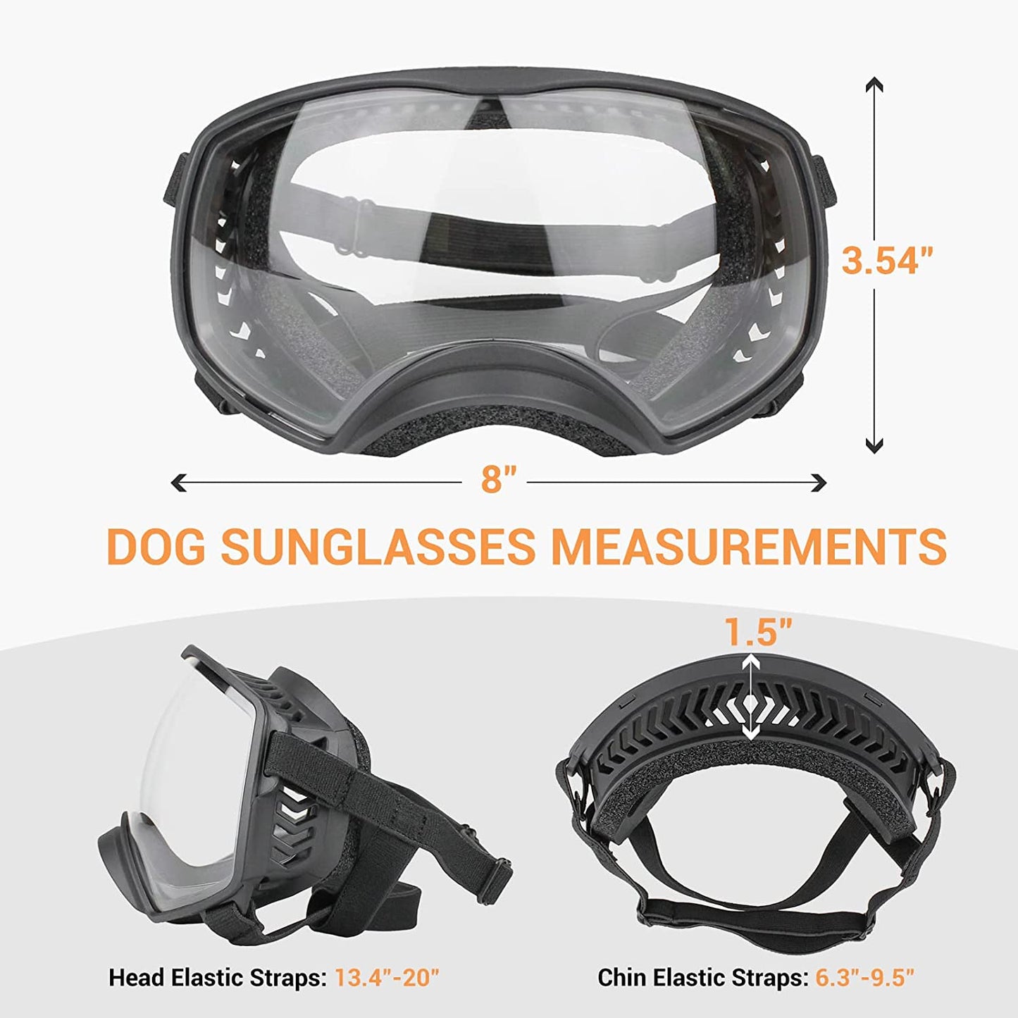 PETLESO Dog Goggles Large Breed, Dog Sunglasses for Large Dog Clear Goggles Eye Protection for Medium Dog Outdoor, Clear Black Animals & Pet Supplies > Pet Supplies > Dog Supplies > Dog Apparel PETLESO   