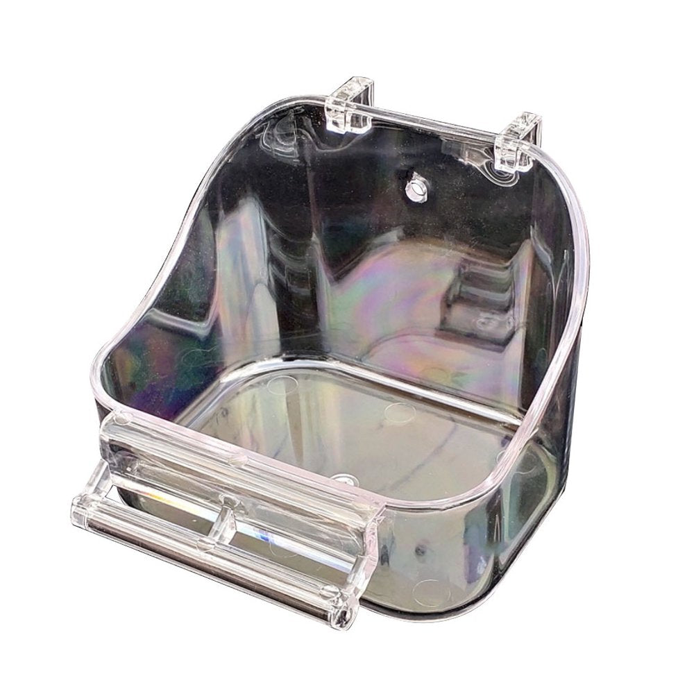 Hanging Bathing Box for Small Birds Parrot Food Tray Cage Shower Accessories Animals & Pet Supplies > Pet Supplies > Bird Supplies > Bird Cage Accessories CHANCELAND Transparent color  