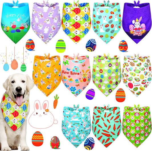 Weewooday 12 Pieces Easter Dog Bandanas Colorful Bunny Triangle Dog Scarf Adorable Easter Egg Bunny Dog Bibs Washable Dog Kerchief Set for Small Medium Large Size Pets Animals & Pet Supplies > Pet Supplies > Dog Supplies > Dog Apparel Weewooday   