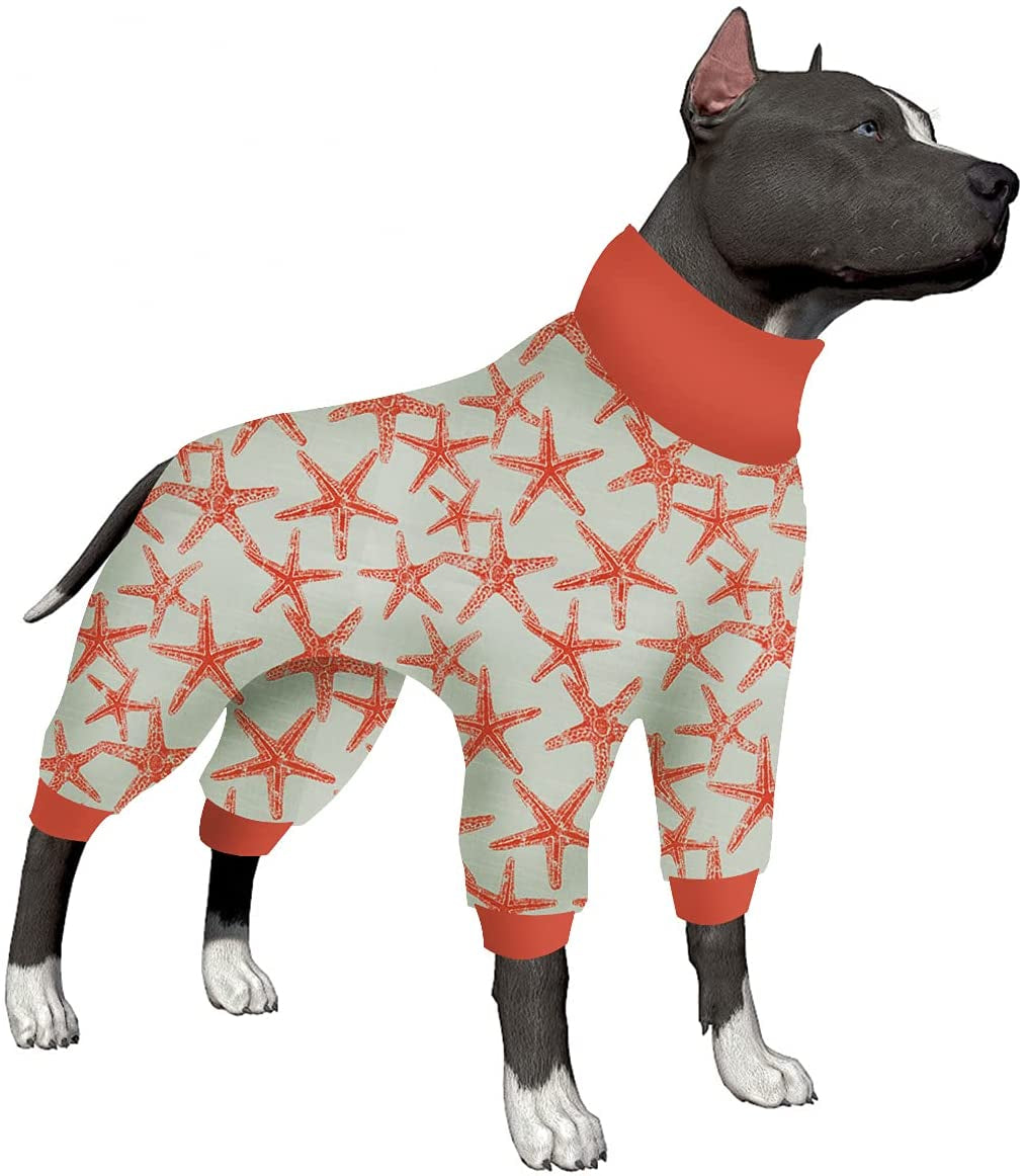 Lovinpet Big Dog Jammies, UV Protection, Pet Anxiety Relief Dog Onesies, Breathable Sea Friends Slub Salmon Prints Large Dog Pjs, Dog Pajamas as Bottom Dog Surgery Recovery Suit for Dog Sweater M Animals & Pet Supplies > Pet Supplies > Dog Supplies > Dog Apparel LovinPet Red Medium 