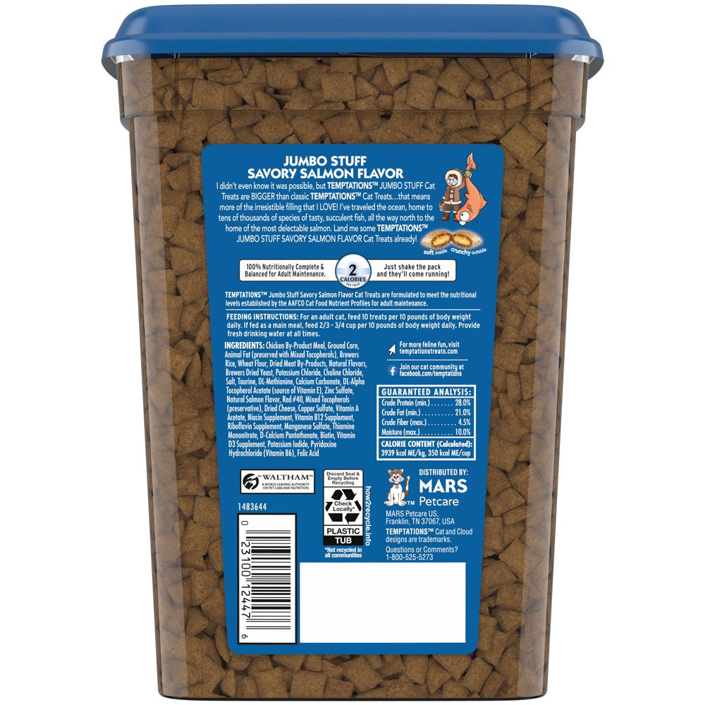 TEMPTATIONS JUMBO Stuff Cat Treats, Savory Salmon Flavor, 14 Oz. Tub Animals & Pet Supplies > Pet Supplies > Cat Supplies > Cat Treats Mars Petcare   