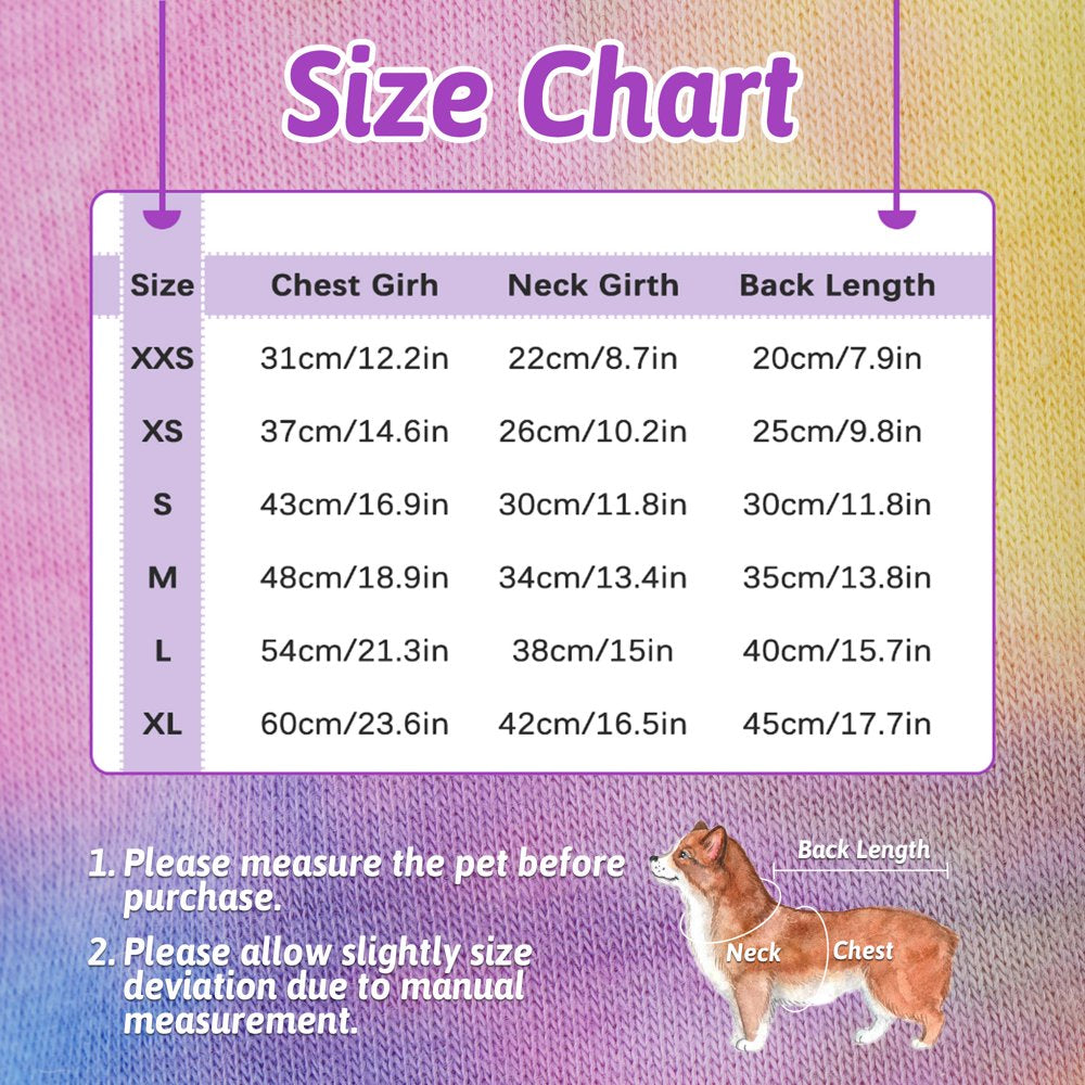 ROZKITCH Dog Pajamas Turtleneck Onesie Soft Breathable Stretchy Cotton Winter Coat Rainbow Tie Dye Shirt 4 Lges Basic Jumpsuit Clothes Apparel Outfit for Puppy and Cat Small Medium Large Dog Animals & Pet Supplies > Pet Supplies > Dog Supplies > Dog Apparel ROZKITCH   