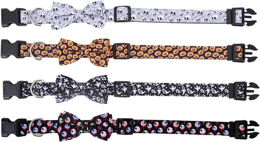 Halloween Dog Collar with Removable Cute Bow Tie Adjustable Pet Collars Animals & Pet Supplies > Pet Supplies > Dog Supplies > Dog Apparel Lamphyface   