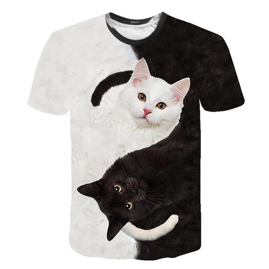 Follure Just My Size Womens Tops Womens Fashion 3D Cat Print Casual T-Shirt Summer Short Sleeve O-Neck T Shirts Black L Animals & Pet Supplies > Pet Supplies > Cat Supplies > Cat Apparel 896132792 6XL  