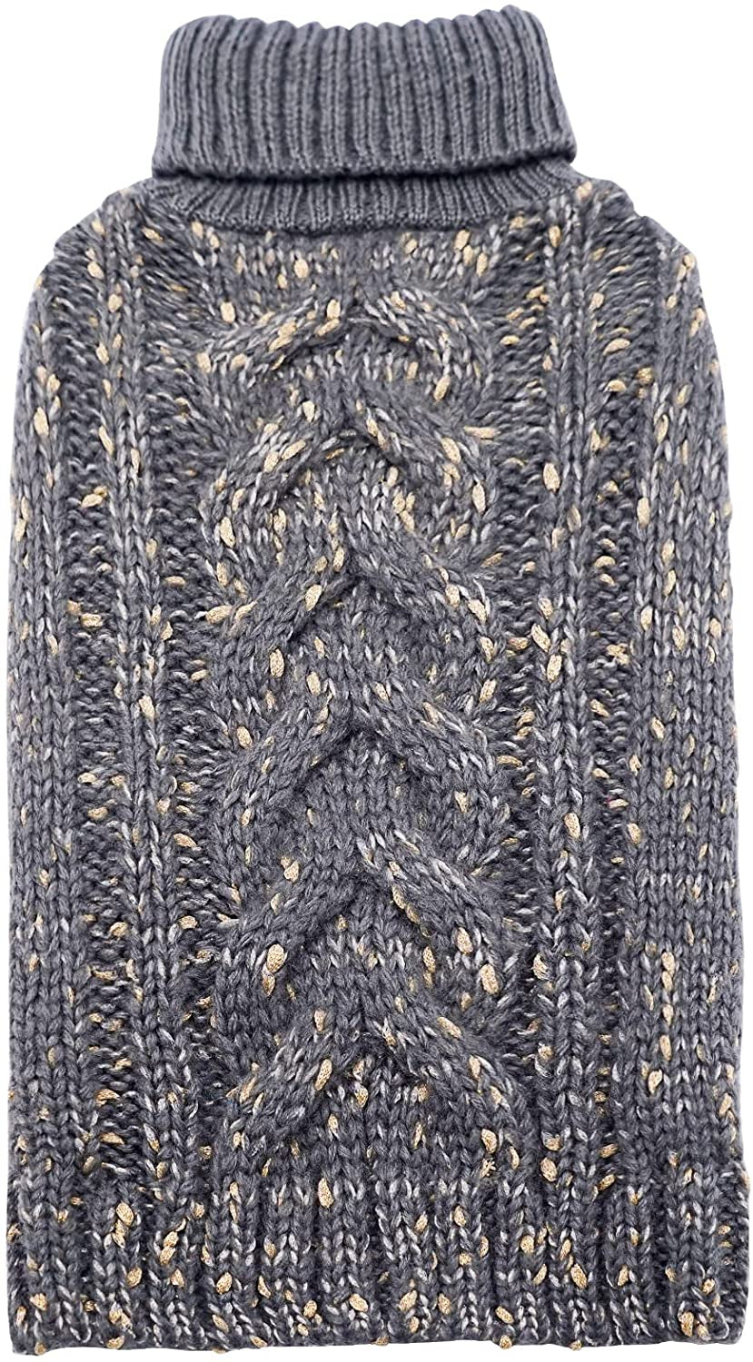 KYEESE Dog Sweaters Turtleneck Beige Small Dog Sweater Knitwear Pullover Warm Pet Sweater with Golden Yarn Decors Animals & Pet Supplies > Pet Supplies > Dog Supplies > Dog Apparel kyeese Grey Large 