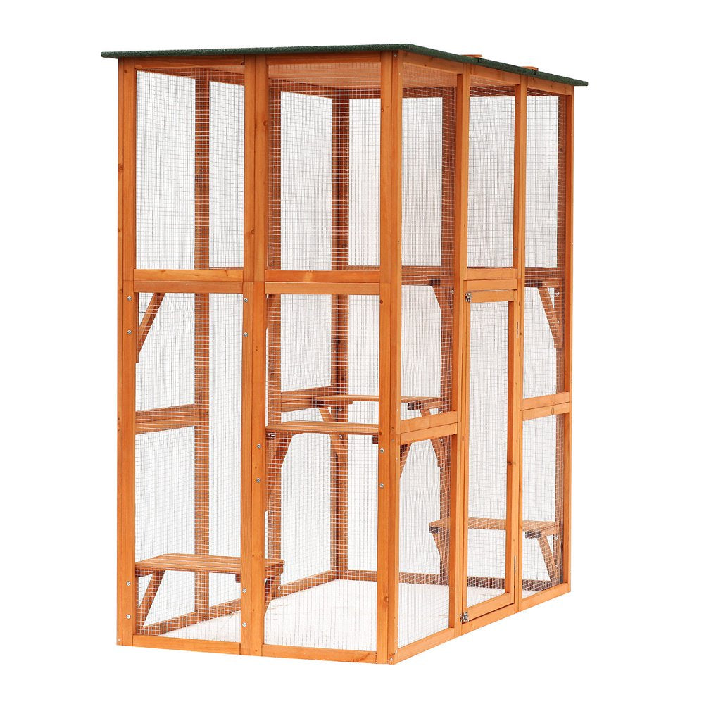 Outdoor 6 Platforms Wooden Cat Home Pet House Small Animal Shelter Cage Animals & Pet Supplies > Pet Supplies > Dog Supplies > Dog Kennels & Runs Anself   
