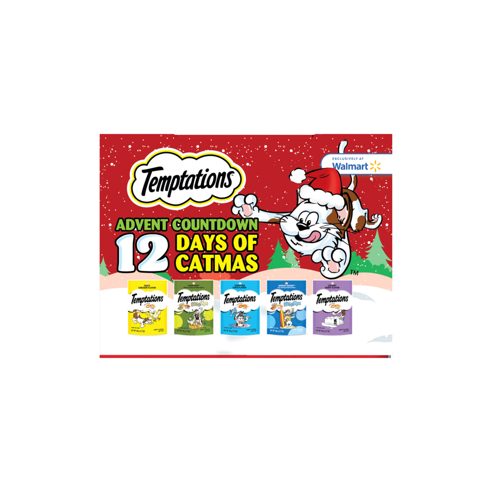 TEMPTATIONS Advent Calendar Holiday Treats for Adult Cats, 20.4 Oz Variety Pack