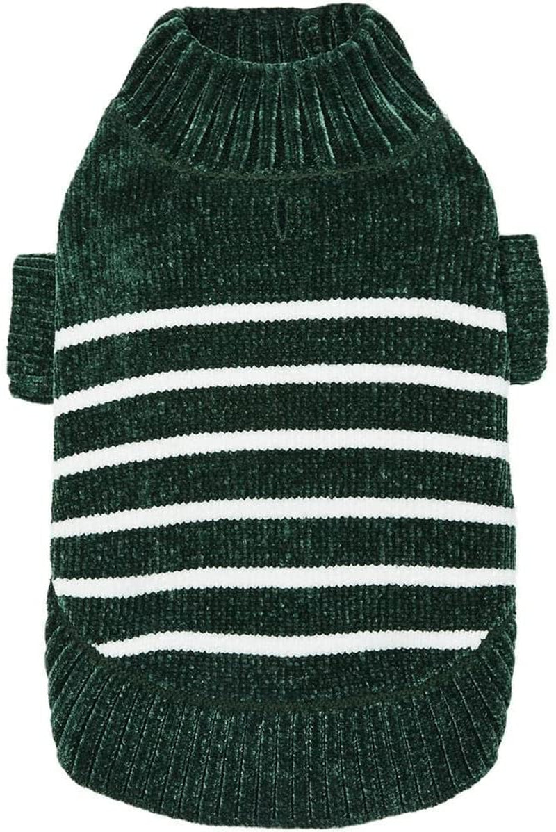 Blueberry Pet Cozy Soft Chenille Classy Striped Dog Sweater in Burgundy Red, Back Length 14", Pack of 1 Clothes for Dogs Animals & Pet Supplies > Pet Supplies > Dog Supplies > Dog Apparel Blueberry Pet Dark Green 10 inch (Pack of 1) 