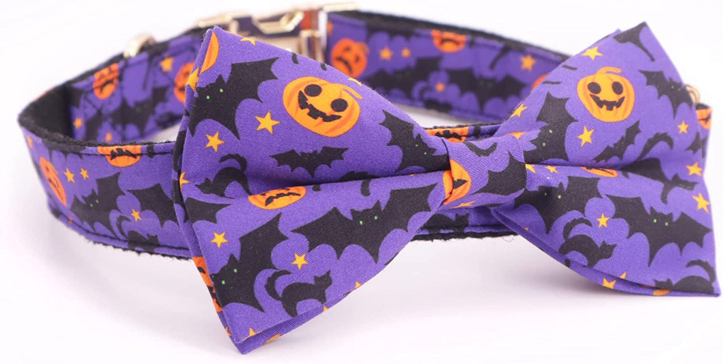 Halloween Dog Collar Dog Bowtie Dog Accessory Halloween Dog Costume for Halloween Party (M) Animals & Pet Supplies > Pet Supplies > Dog Supplies > Dog Apparel YIWU MIYI CO.,LTD Purple flower XS 