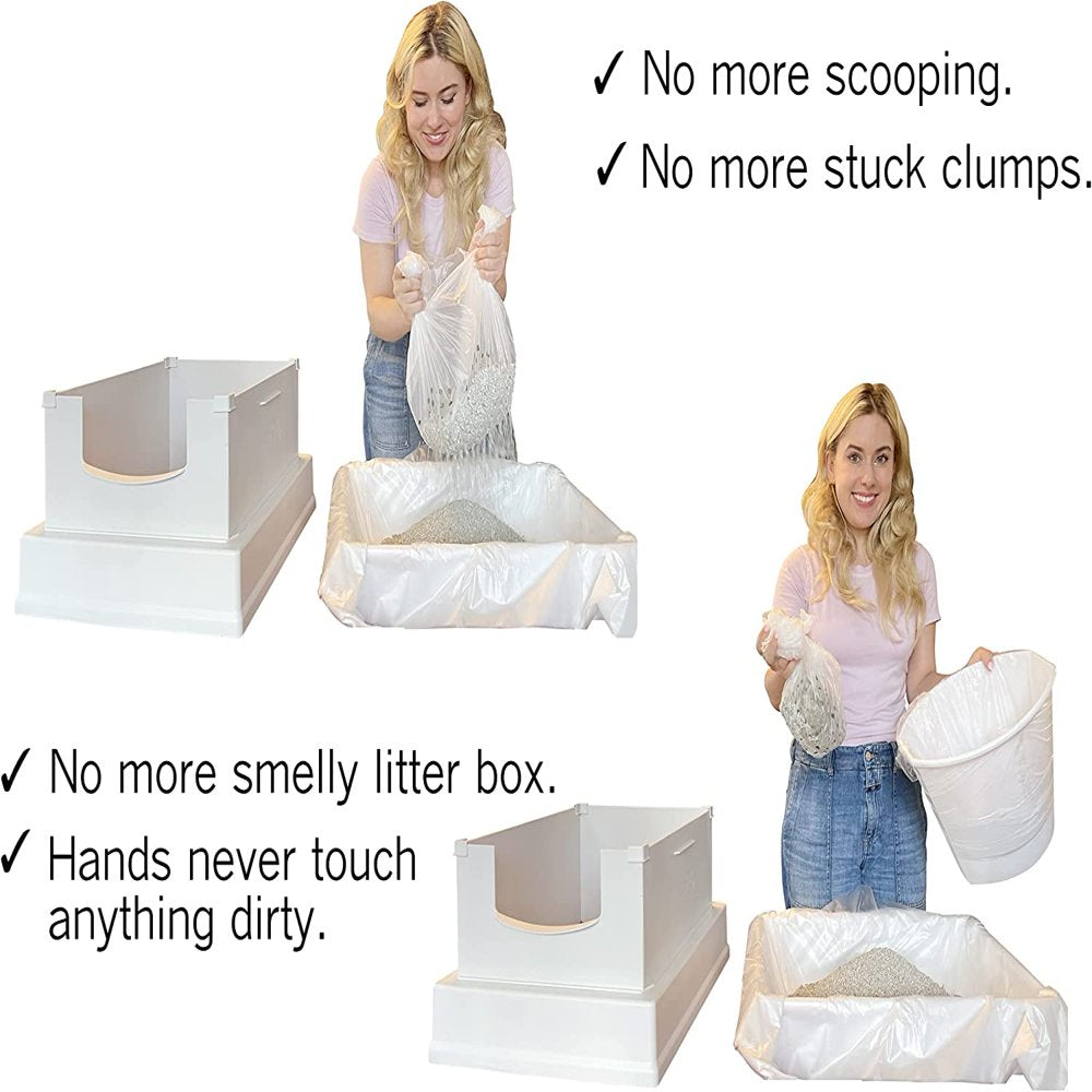 T V2 Deluxe Cat Litter Box with 56Ct Standard Disposable Sifting Liners, 11" ABS+ PP High Sides, White Color, Large Animals & Pet Supplies > Pet Supplies > Cat Supplies > Cat Litter Box Liners SERAPHAN   
