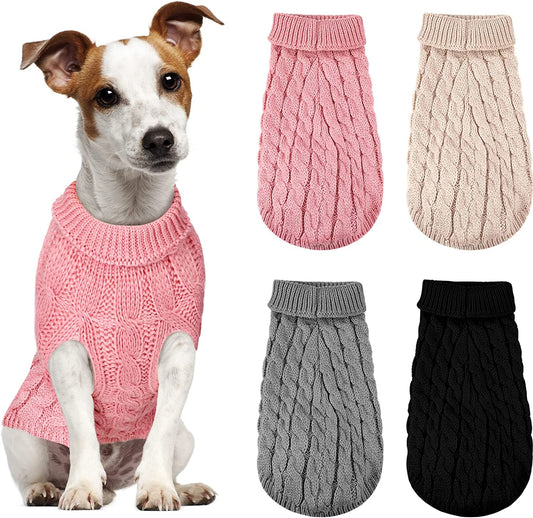 Sweaters for Dogs 4 Pieces Puppy Clothes Dog Fall Sweaters Pullover Dog Sweaters Pet Sweaters Knitwear for Dog (L, Black, Grey, Pink, Khaki) Animals & Pet Supplies > Pet Supplies > Dog Supplies > Dog Apparel Frienda Grey L 