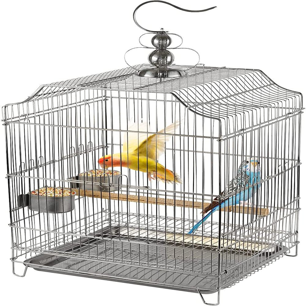 Bird Cage Open Top Standing Parrot Parakeet Cage with Rolling Stand Large Metal Bird Flight Cage for Conure Parekette Cockatiel Finch Macaw Cockatoo Pet House,Black,Height 34 Inch Animals & Pet Supplies > Pet Supplies > Bird Supplies > Bird Cages & Stands KOUPA   