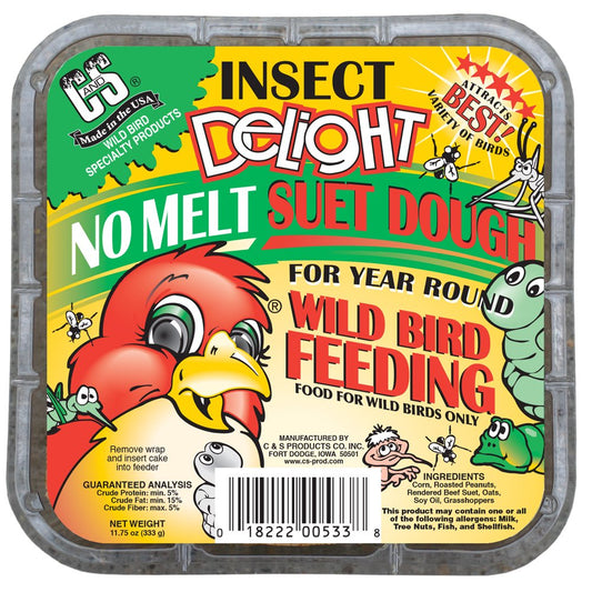 C&S Insect Delight No Melt Wild Bird Seed Suet Dough, 11.75 Oz, 12 Pack