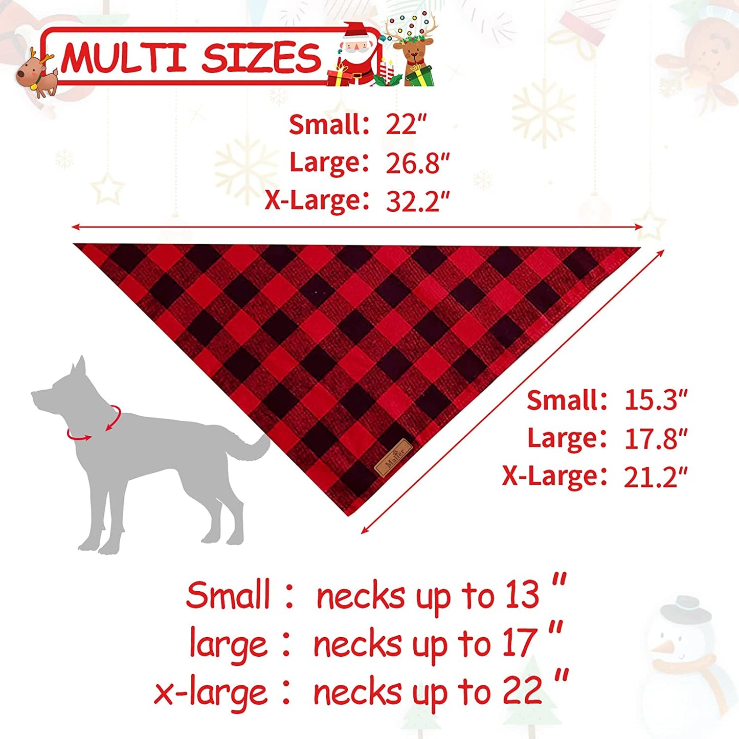 Malier 2 Pack Dog Christmas Bandanas, Classic Buffalo Red Plaid Pet Bandana Scarf Triangle Bibs Kerchief Pet Costume Outfit Accessories for Small Medium Large and Extra Large Dogs Cats Pets (Large) Animals & Pet Supplies > Pet Supplies > Dog Supplies > Dog Apparel Malier   