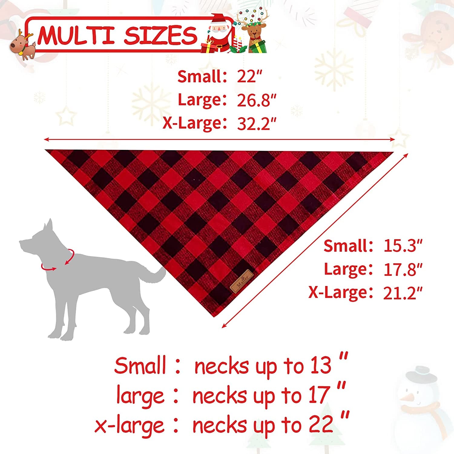 Malier 2 Pack Dog Bandana Christmas Classic Plaid Pet Bandana Scarf Triangle Bibs Kerchief Set Pet Costume Accessories Decoration for Small Medium Large Dogs Cats Pets Animals & Pet Supplies > Pet Supplies > Dog Supplies > Dog Apparel Malier   