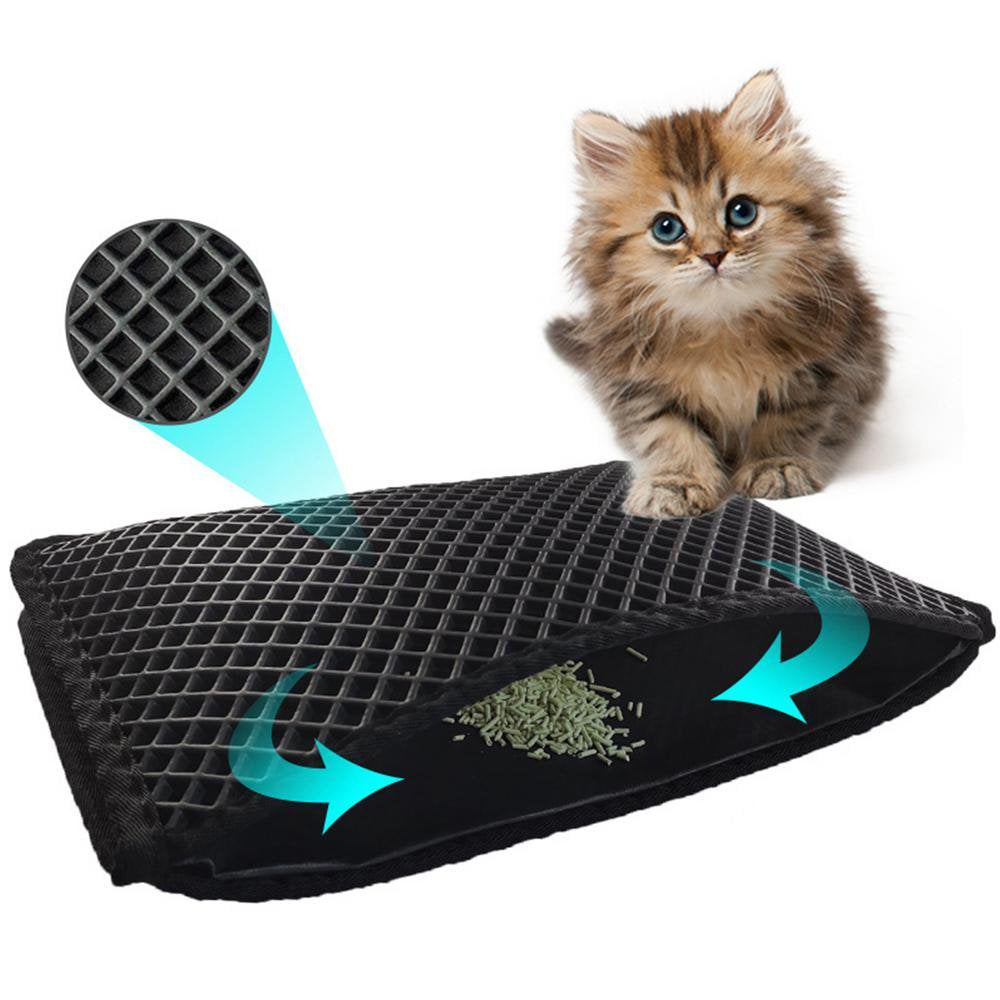 Ksruee Cat Litter Mat Diamond Larger Holes Cat Mats for Litter Foldable Cat Litter Pads Fast Sand Falling 45 X 60Cm/17 X 23.6Inch Sincere Animals & Pet Supplies > Pet Supplies > Cat Supplies > Cat Litter Box Mats Ksruee   