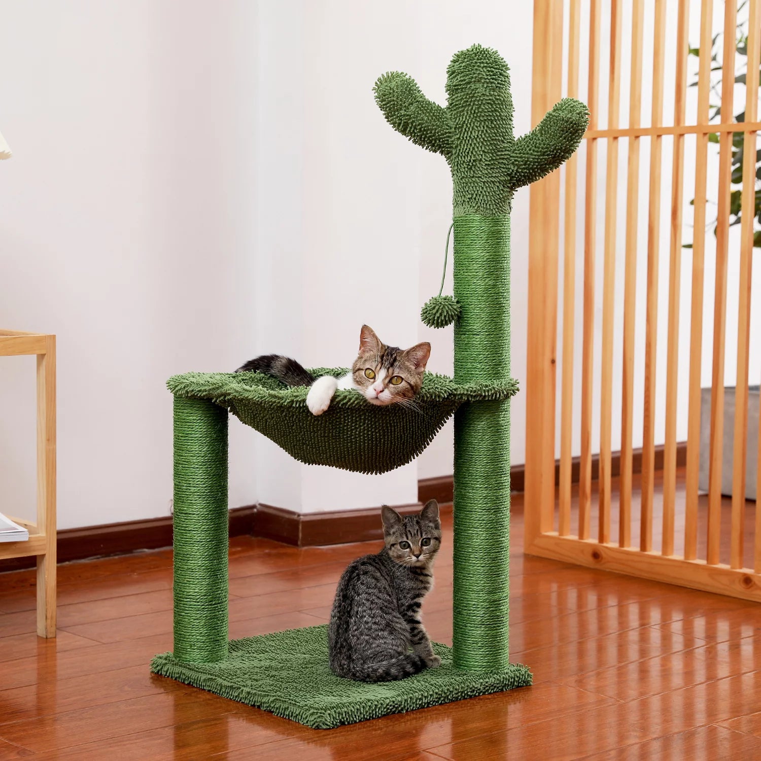 Cat Scratching Post Cactus Cat Tower with Hammock Play Tower Sisal Play Kitty Activity Center Furniture Toys Sturdy, 93.5Cm, Green Animals & Pet Supplies > Pet Supplies > Cat Supplies > Cat Furniture Boulevard F Inc Type A  
